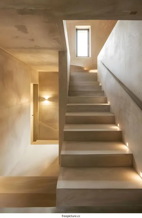 Modern Concrete Staircase with Window Light