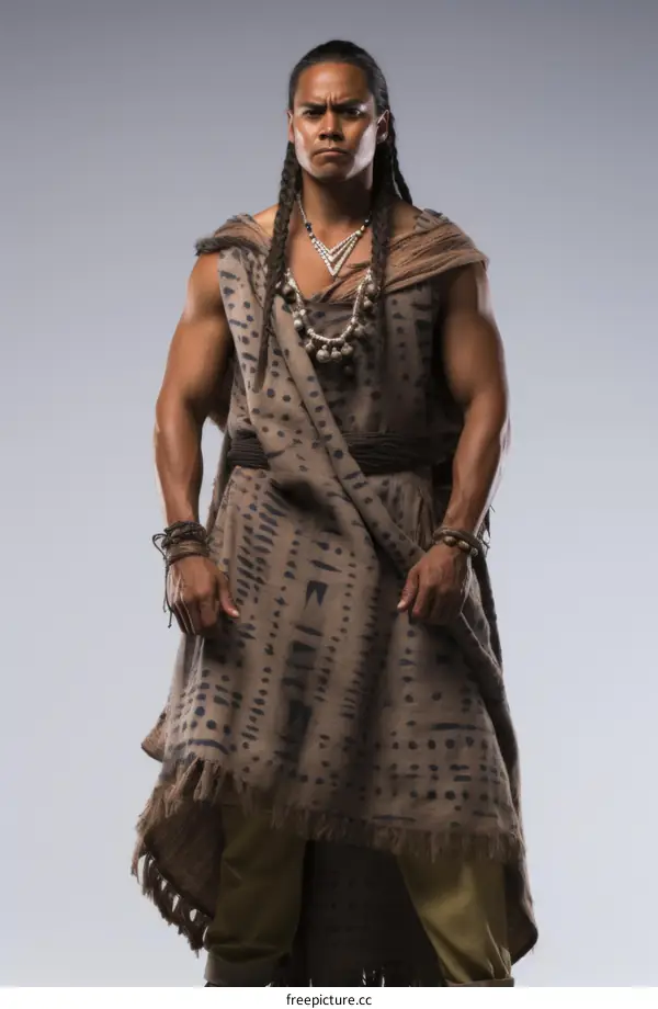 Native American man in traditional clothing