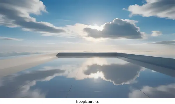 Infinity Pool Reflecting Clouds and Blue Sky Overhead