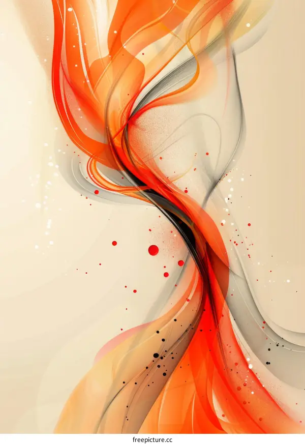 Abstract red orange black white cream color digital art painting