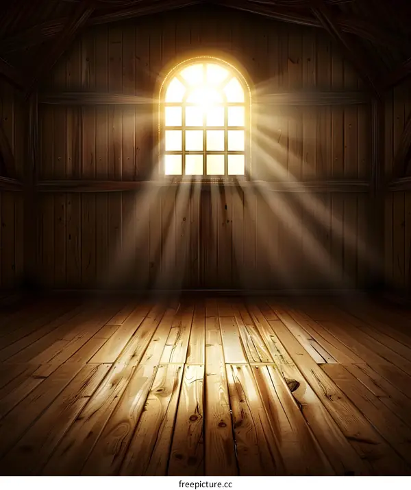 Wooden Room with Light Shining Through Window