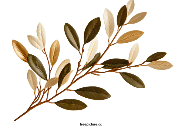 [Transparent Background PNG]Autumnal Golden Leaves Branch Illustration