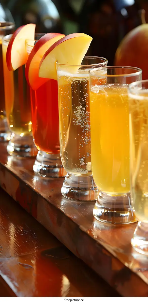 Apple Cider Flavored Drinks on Wooden Tray