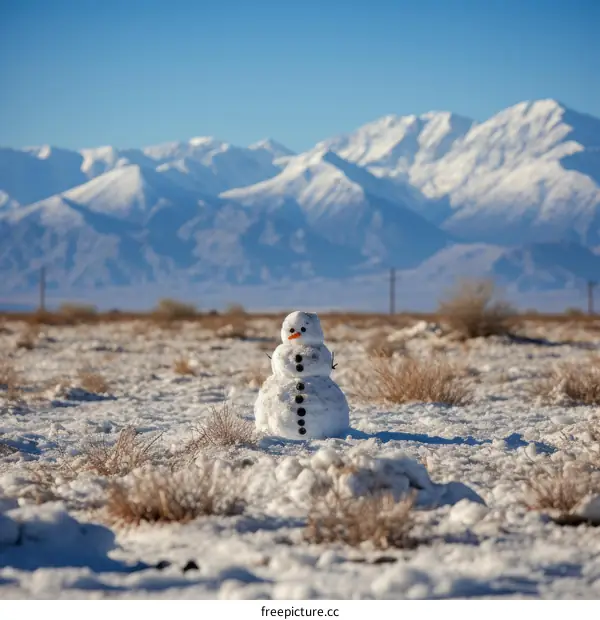 Lonely Snowman in the Desert