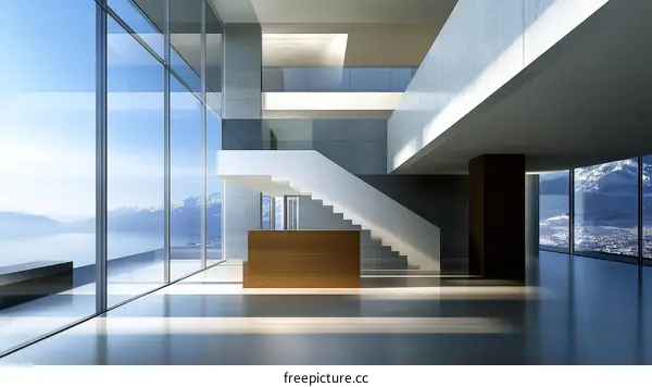 Modern Contemporary Office Lobby with Panoramic Views