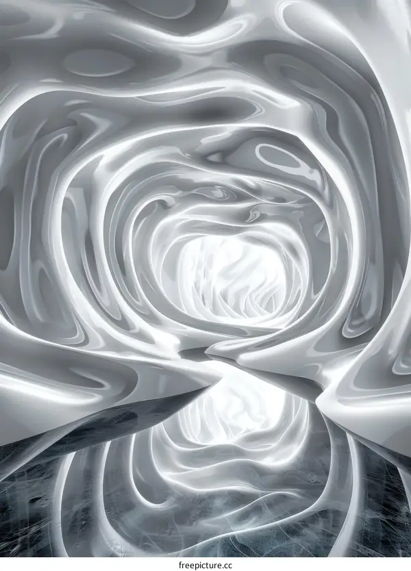 Black and white abstract liquid background. Futuristic 3D rendering.