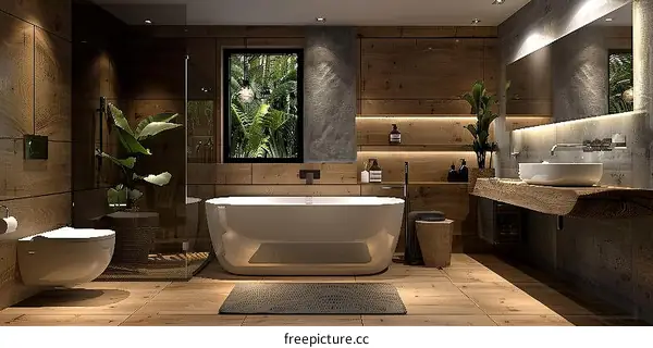 Modern Rustic Bathroom Interior Design Illustration