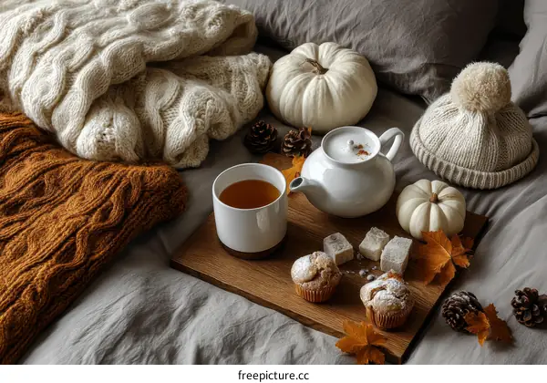 Cozy Autumnal Breakfast in Bed