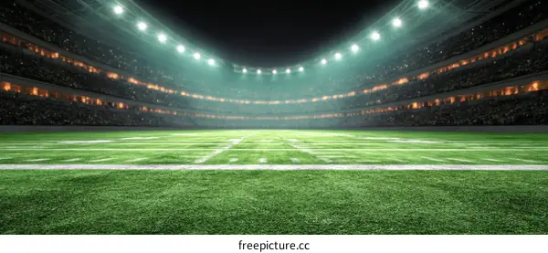 Night Football Stadium Filled with Spectators