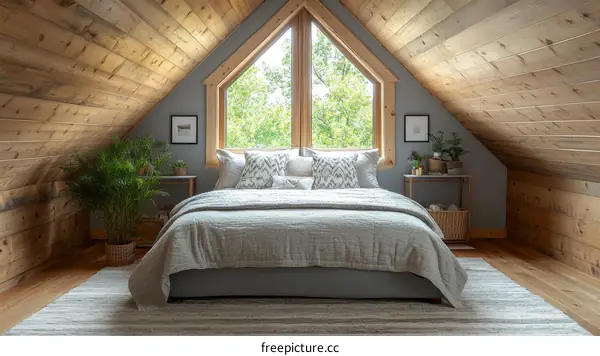 Rustic Attic Bedroom with Wooden Plank Walls