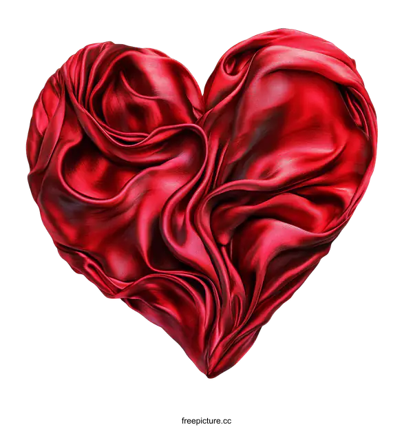 [Transparent Background PNG]Red Satin Heart Shape Illustration