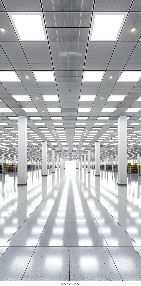 Empty Modern Interior Space with White Walls and Ceiling