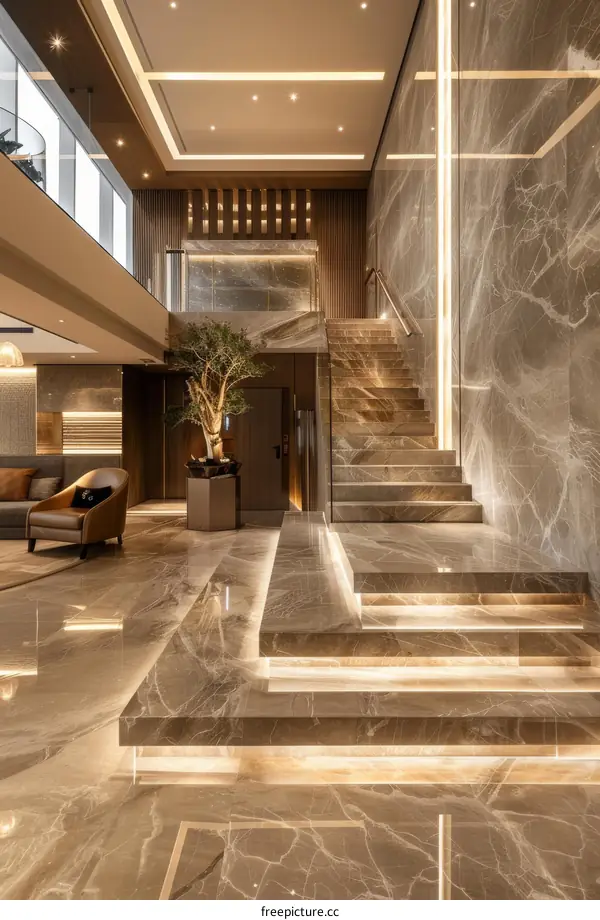 Modern Luxury Marble Staircase Interior Design