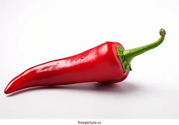 A red chili pepper on a white background