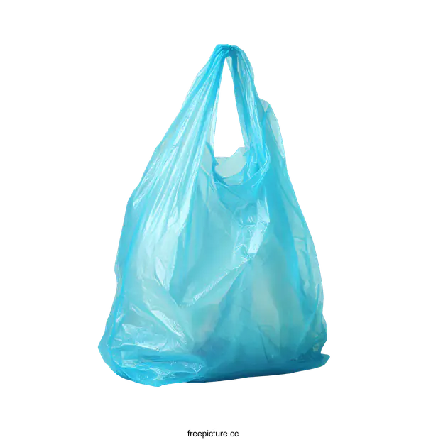 [Transparent Background PNG]Light Blue Plastic Shopping Bag on White Background