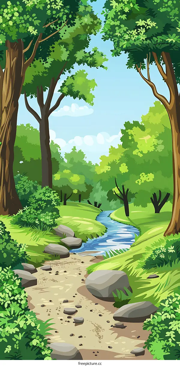 Green Forest Path by the Creek