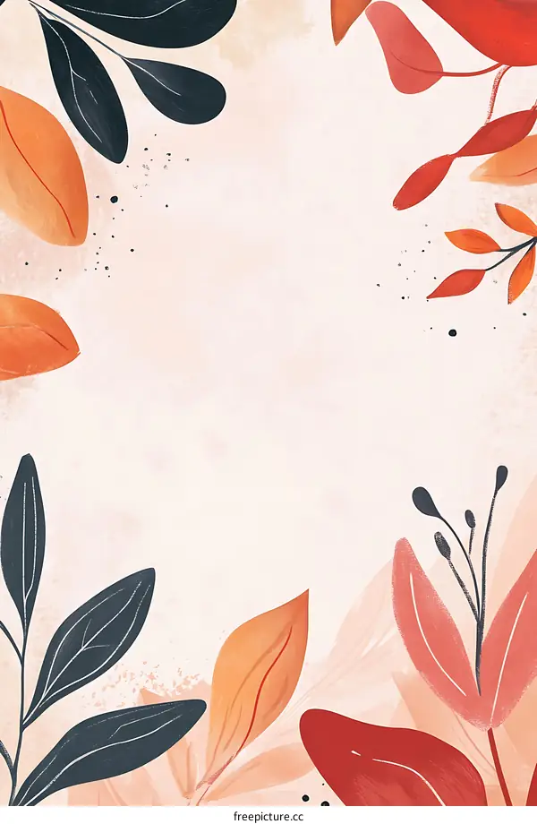 Abstract Floral Background Illustration With Pink And Orange Leaves