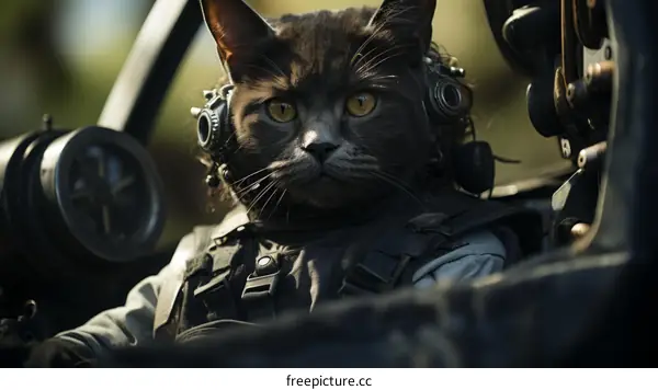Cat Soldier in Post-Apocalyptic Vehicle