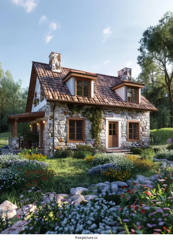 Rustic Stone Cottage with Lush Garden