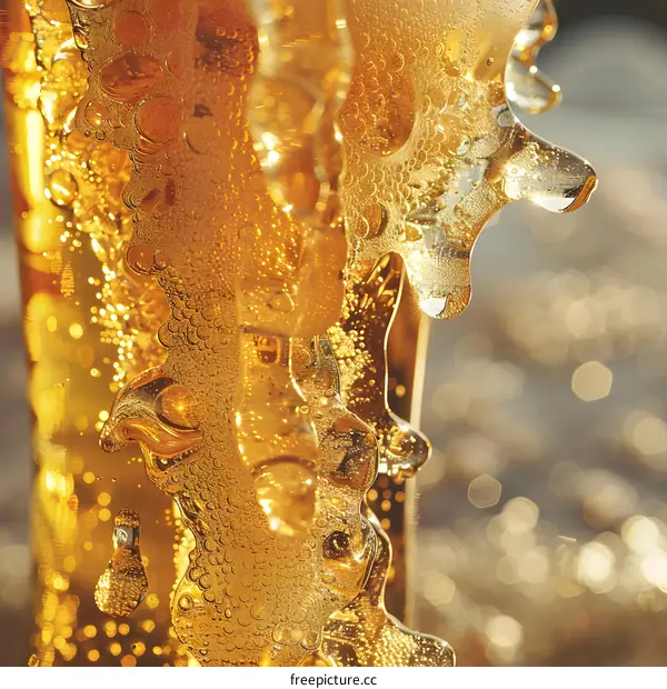 Closeup of Sparkling Golden Liquid