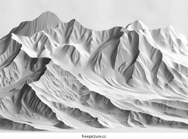 Black and white mountain range