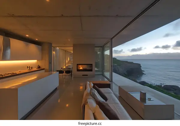 Modern House Interior Design with Ocean View