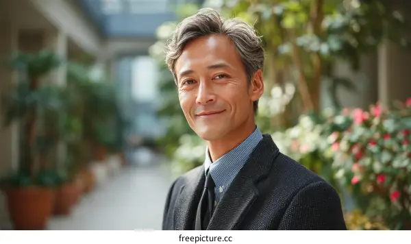 Smiling Asian Businessman Outdoor Portrait