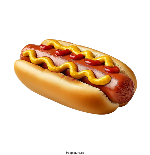 [Transparent Background PNG]Delicious Hot Dog with Mustard and Ketchup