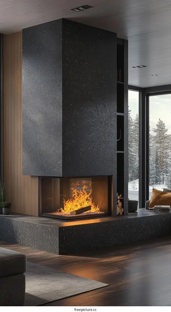 Modern Fireplace Interior Design Illustration