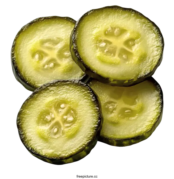 [Transparent Background PNG]Close-up of Pickled Cucumber Slices