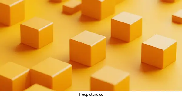 Abstract Yellow Cubes Background Minimalist Design