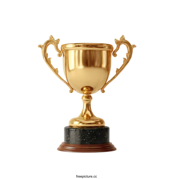 [Transparent Background PNG]Golden Trophy Cup Isolated on White Background