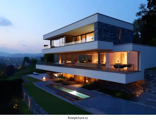 Modern House with Pool and Landscape