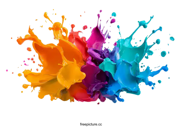 [Transparent Background PNG]Colorful Paint Splatter Abstract Art