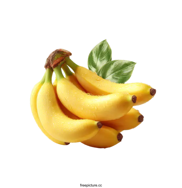 [Transparent Background PNG]Fresh Bunch of Bananas with Water Drops