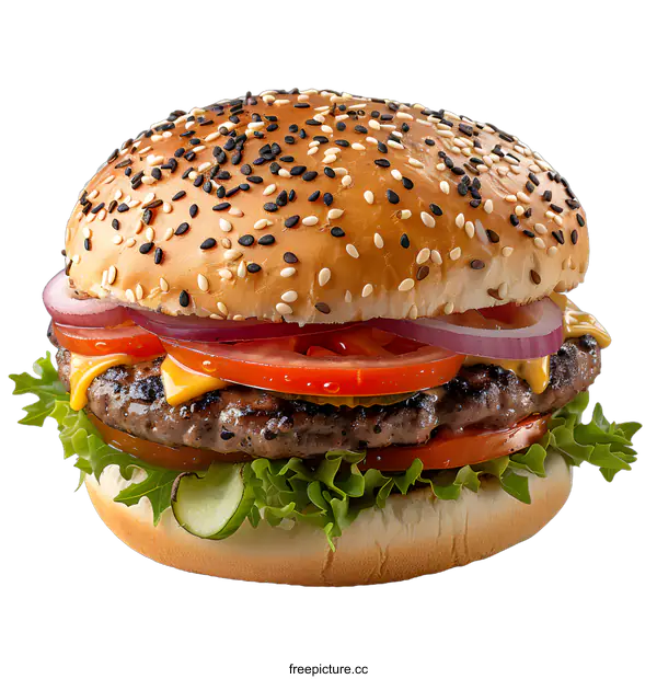 [Transparent Background PNG]Delicious cheeseburger on white background