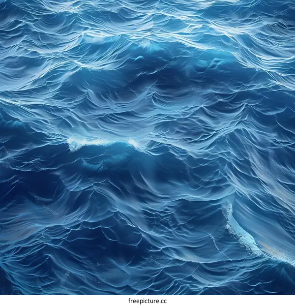 Deep blue ocean surface with gentle waves