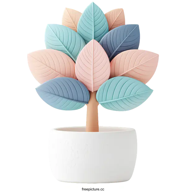 [Transparent Background PNG]Colorful Leaf Tree in Decorative Pot