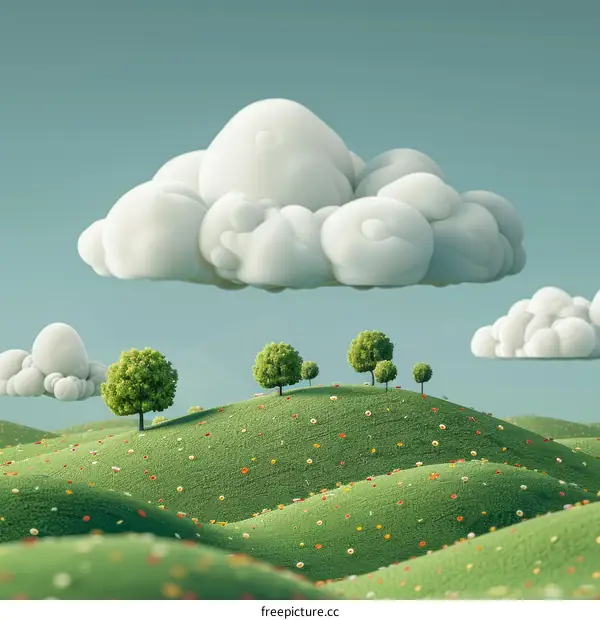 Tranquil Green Hills and Vivid Flowers