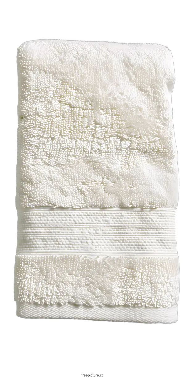 [Transparent Background PNG]White Soft Cotton Terry Towel Folded Isolated On White Background