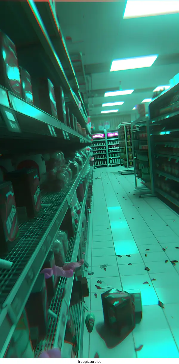 Green Tiled Grocery Store Aisle