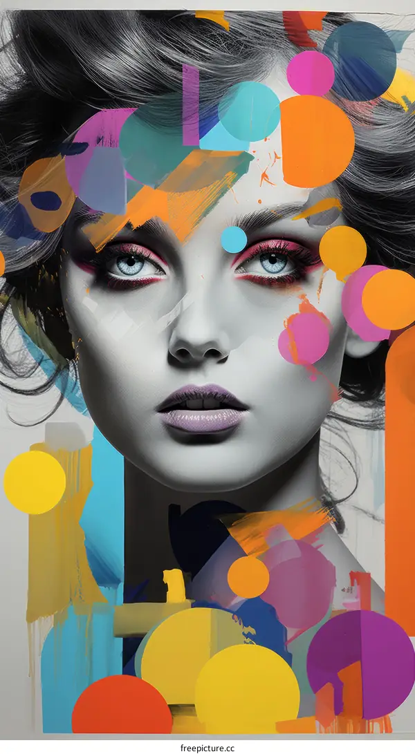 Colorful portrait of a woman with circles