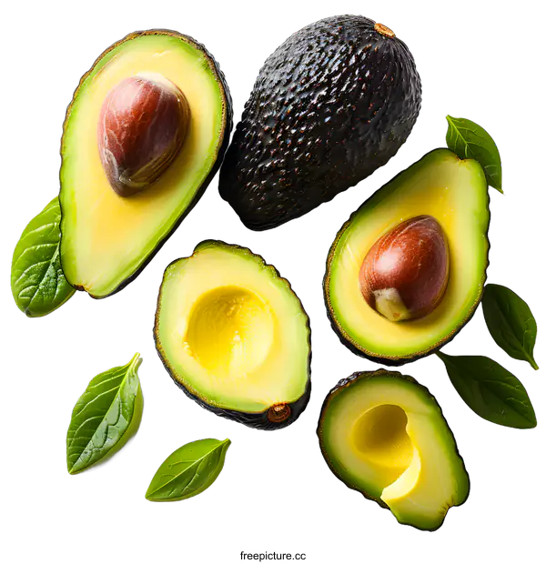 [Transparent Background PNG]Fresh avocados on white background