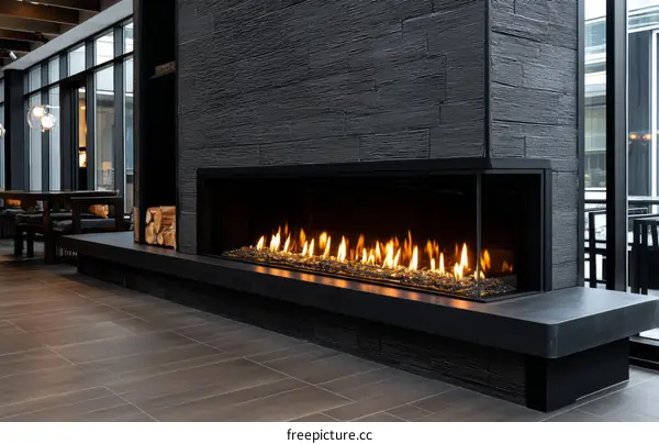 Modern Fireplace in a Stylish Lobby