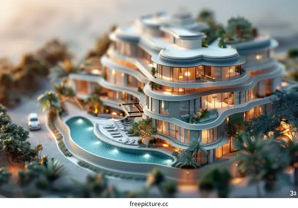 Architectural Model of Modern Luxury Building