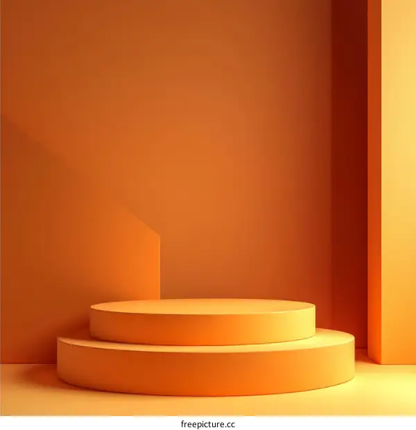 Orange Geometric Display Podium Abstract Background