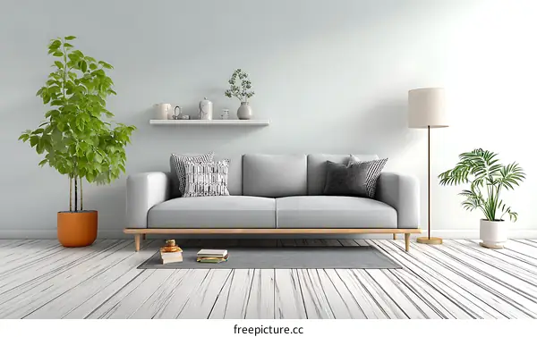 Modern Minimalist Living Room Interior Design Illustration