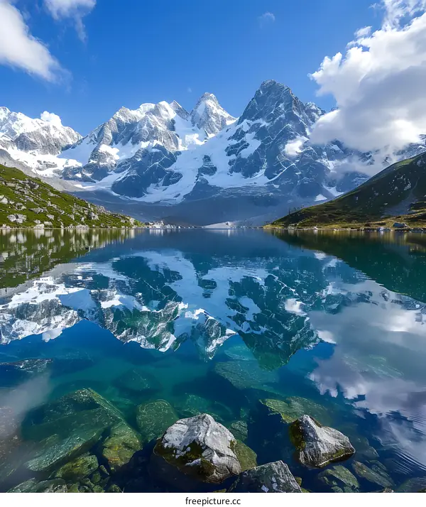 Snow Mountain Lake Reflection Scenery