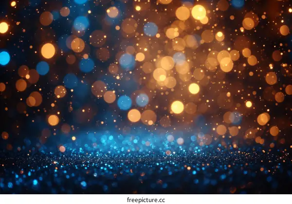 Blue and gold glitter background with shiny lights