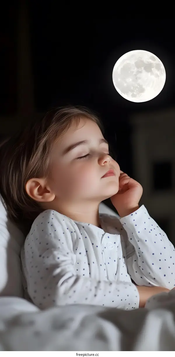 Little Girl Sleeping Under The Moonlight